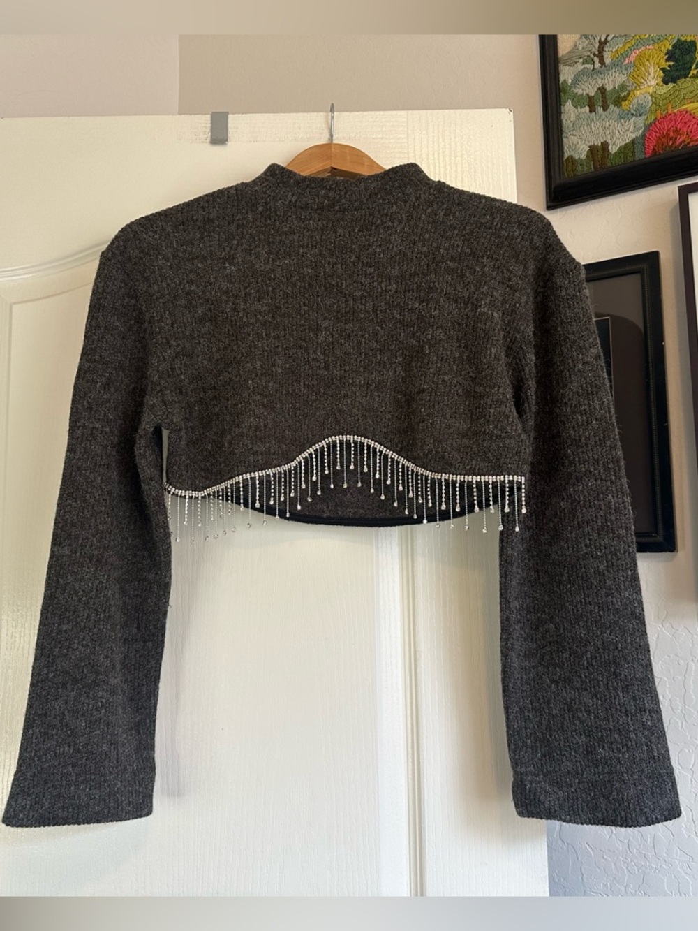 NWT Zara Cropped Rhinestone Sweater. Size: Small. Excellent condition - Picture 8 of 16